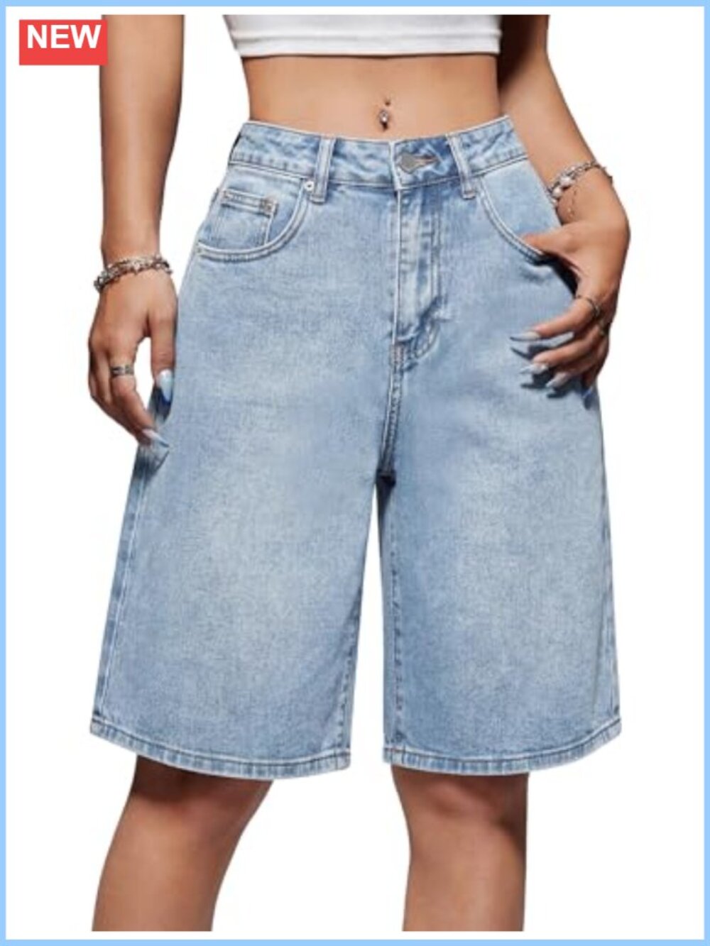 Fufauce Women's Baggy Denim Bermuda Jean Shorts